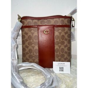 🔥🎁NWT! Coach Kitt Messenger Crossbody Bag in Leather CC533 Tan Rust Msrp:$175.